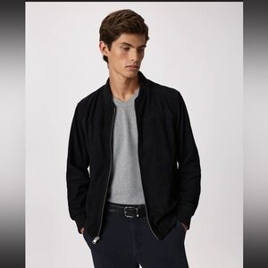 QUINCE Suede Bomber Jacket Size M Color Black NEW